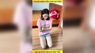 Chính thất bât tiểu tam quỳ rồi tra hỏi ngủ với chồng như nào