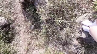 con đĩ vú to cởi đồ đứng sau trường vừa nứng vừa sợ bị phát hiện